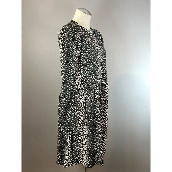 Zara Green Animal Print Long Sleeve Dress Size S - Picture 2 of 5